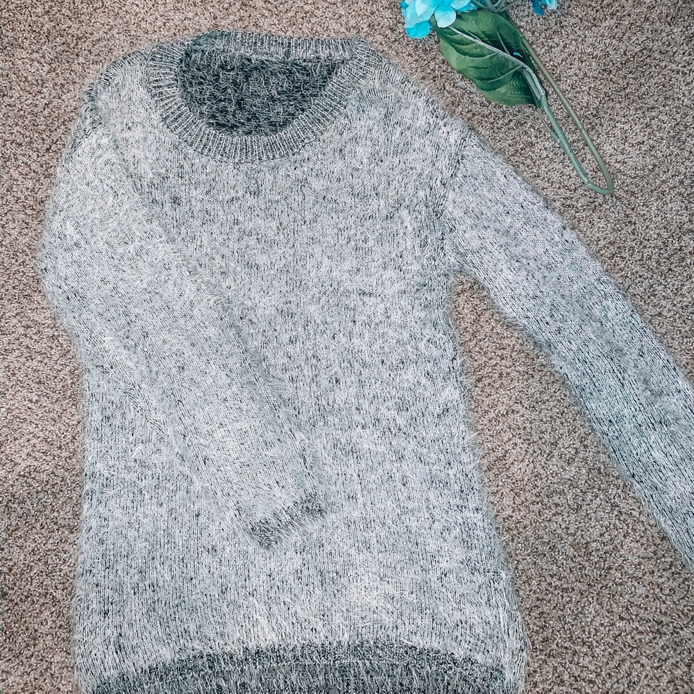 Grey fringed sweater